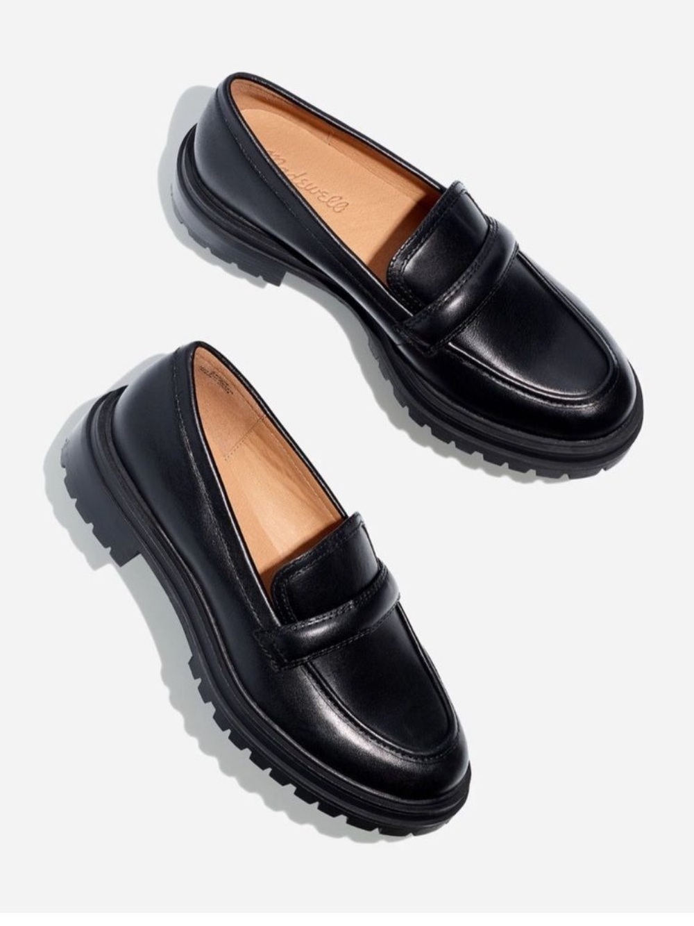 Madewell Shoes The Bradley Leather Lug Sole Penny Loafers Preppy Chic Black 7.5 - Picture 2 of 16